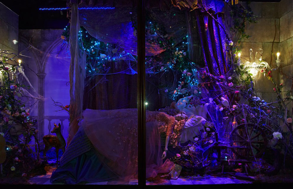 “Encapsulating the natural grace and innocence of Aurora, this beautiful gown in pale pink is embellished with scattered exquisite beading” 